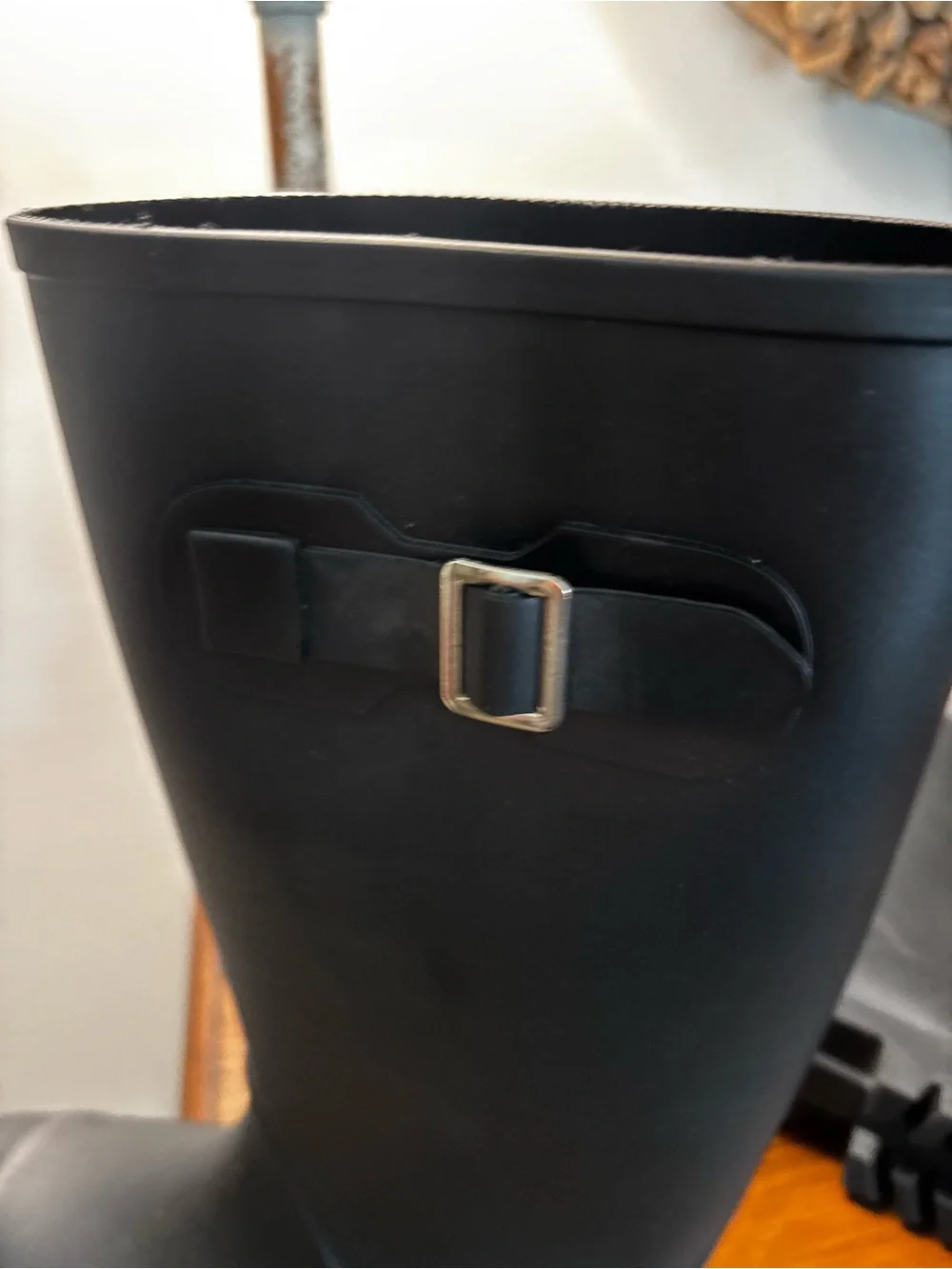 Waterproof Gorpcore Black Rain Boot with Buckle Detail - Women Size 8
